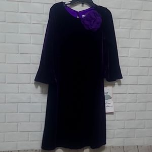 NWT Girls Deep Purple Velvet Dress